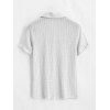 Men's Casual Shirt Textured Knitted Solid Color Button Up Shirt - Blanc XL