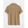 Men's Casual Shirt Textured Knitted Solid Color Button Up Shirt - LIGHT COFFEE 2XL