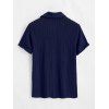 Chemise décontractée pour homme, en maille texturée, couleur unie, à boutons - Bleu profond 2XL