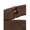 Vacation Couple Outfit Solid Color Draped Neck Ruched Open Back Wide Leg Jumpsuit and Textured Knitted Shirt Set - DEEP BROWN S | US 4