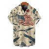 Men's Independence Day Shirt Vintage American Flag Bald Eagle Print Button Up Patriotic Shirt - café lumière 5XL