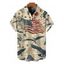Men's Independence Day Shirt Vintage American Flag Bald Eagle Print Button Up Patriotic Shirt - café lumière 5XL