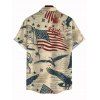 Men's Independence Day Shirt Vintage American Flag Bald Eagle Print Button Up Patriotic Shirt - café lumière 5XL