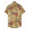Men's Independence Day Vacation Shirt Vintage Constitution Document American Flag Print Button Up Patriotic Shirt - Bronze 5XL