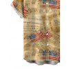 Men's Independence Day Vacation Shirt Vintage Constitution Document American Flag Print Button Up Patriotic Shirt - Bronze 5XL