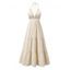 Vacation Dress Solid Color Sequined Open Back Halter Maxi Dress - Beige XL | US 10