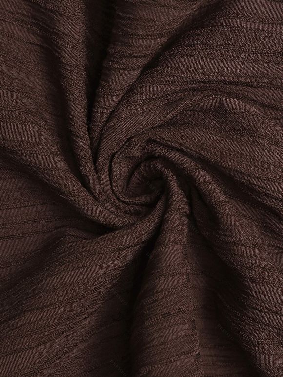 Robe élégante de vacances unie à épaules dénudées et smocks, style vintage, mini-robe - Café profond XL | US 10