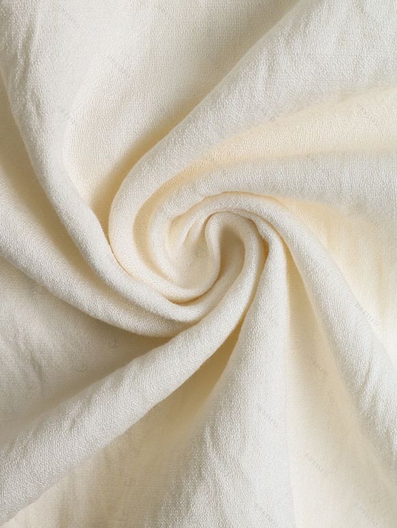 Robe de vacances pour la plage, couleur unie, smocks, faux boutons, épaules nouées, coupe trapèze - Beige XL | US 10