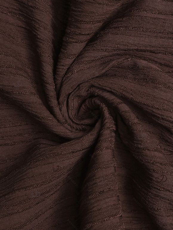 Vacation Couple Outfit Solid Color Smocked Off the Shoulder Dress and Tropical Botanical Leaf Print Shirt Set - marron foncé S | US 4