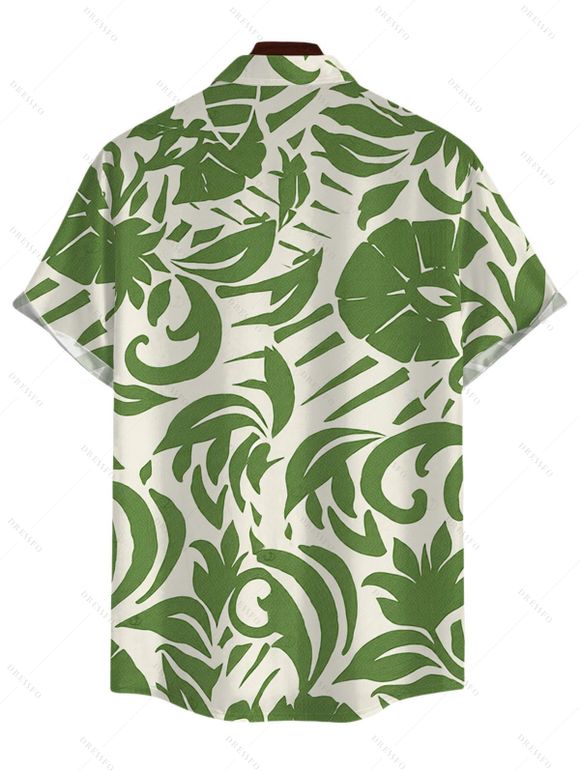 Vacation Couple Outfit for Beach Solid Color Smocked Tied Shoulder Dress and Leaf Print Shirt Set - Beige S | US 4