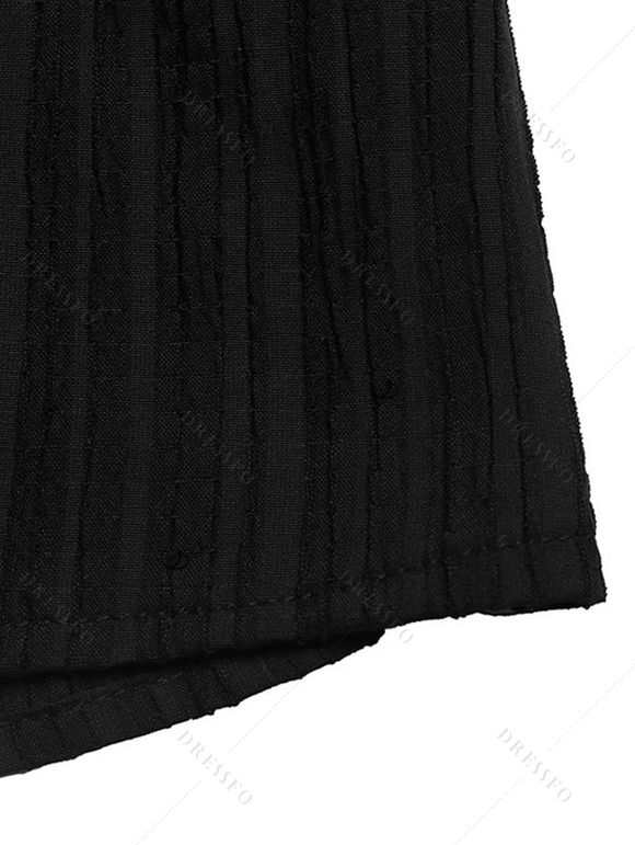 Vacation Colorblock Dress V Neck Zig Zag Halter Open Back Tiered Cake Dress - Noir XL | US 12