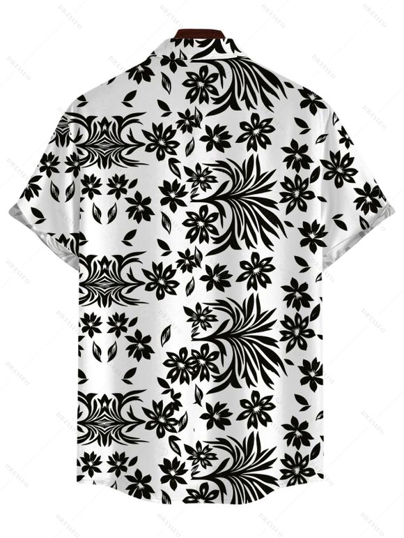 Bohemian Vacation Couple Outfit Floral Leaf Ethnic Print Spaghetti Strap Maxi Dress and Shirt Set - Noir S | US 4