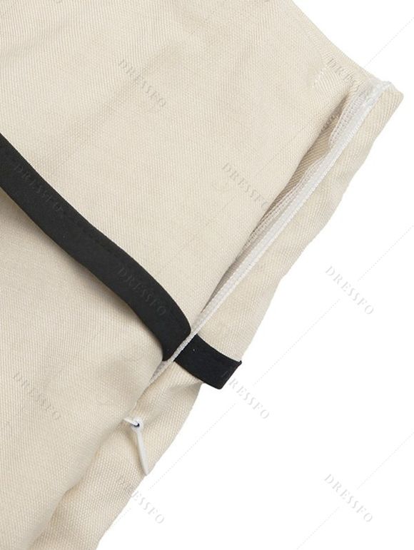 Bohemian Couple Outfit Layered Flounce Skew Neck Belt Wide Leg Jumpsuit and Leaf Scroll Print Shirt Set - café lumière S | US 4