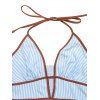 Beach Vacation Dress Colorblock Striped Print Cut Out Maxi Halter Dress - Bleu clair XL | US 10