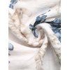 Robe de vacances pour la plage, style vintage, imprimé botanique bicolore, manches évasées smockées, col carré - Blanc S | US 4