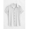 Men's Casual Shirt Textured Knitted Solid Color Button Up Shirt - Blanc L