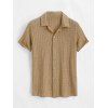 Men's Casual Shirt Textured Knitted Solid Color Button Up Shirt - LIGHT COFFEE 2XL
