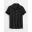 Chemise décontractée pour homme, en maille texturée, couleur unie, à boutons - Noir XL