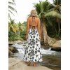 Bohemian Vacation Dress Floral Leaf Ethnic Print Spaghetti Strap Maxi Boho Dress - Noir L | US 8-10