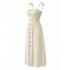 Robe de vacances pour la plage, couleur unie, smocks, faux boutons, épaules nouées, coupe trapèze - Beige L | US 8