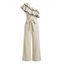Vacation Wide Leg Jumpsuit Layered Flounce Skew Neck Belt Jumpsuit - LIGHT COFFEE L | US 8-10
