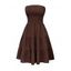 Vacation Elegance Dress Solid Color Smocked Off the Shoulder Vintage Mini Dress - DEEP COFFEE L | US 8