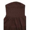 Robe élégante de vacances unie à épaules dénudées et smocks, style vintage, mini-robe - Café profond M | US 6