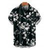 Vintage Vacation Couple Outfit Colorblock Zig Zag Halter Tiered Cake Dress and Abstract Flower Leaf Print Shirt Set - BLACK S | US 4
