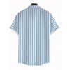 Chemise de plage pour homme à rayures bicolores et boutons - Bleu clair S