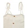 Robe de vacances pour la plage, couleur unie, smocks, faux boutons, épaules nouées, coupe trapèze - Beige L | US 8