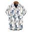 Men's Vacation Shirt for Beach Bicolor Botanical Print Button Up Shirt - Blanc 5XL