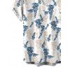 Men's Vacation Shirt for Beach Bicolor Botanical Print Button Up Shirt - Blanc 5XL