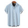 Men's Beach Vacation Shirt Bicolor Striped Print Button Up Shirt - Bleu clair 5XL