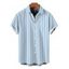 Men's Beach Vacation Shirt Bicolor Striped Print Button Up Shirt - Bleu clair 5XL