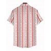 Men's Bohemian Vacation Shirt Geometric Ethnic Striped Print Button Up Shirt - Blanc 5XL