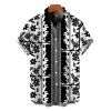 Men's Bohemian Vacation Shirt Floral Leaf Ethnic Print Button Up Boho Shirt - Noir XXXXXL | US 20