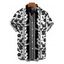 Men's Bohemian Vacation Shirt Floral Leaf Ethnic Print Button Up Boho Shirt - Noir XXXXXL | US 20
