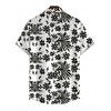 Men's Bohemian Vacation Shirt Floral Leaf Ethnic Print Button Up Boho Shirt - Noir XXXXXL | US 20