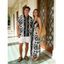 Bohemian Vacation Couple Outfit Floral Leaf Ethnic Print Spaghetti Strap Maxi Dress and Shirt Set - Noir S | US 4