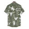 Chemise de vacances pour homme, style cowboy western, motif cactus, lettres, boutonnée, retroussée, manches courtes, style cottagecore - Vert profond 3XL