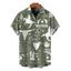 Chemise de vacances pour homme, style cowboy western, motif cactus, lettres, boutonnée, retroussée, manches courtes, style cottagecore - Vert profond L