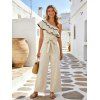 Vacation Wide Leg Jumpsuit Layered Flounce Skew Neck Belt Jumpsuit - LIGHT COFFEE L | US 8-10