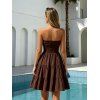 Vacation Elegance Dress Solid Color Smocked Off the Shoulder Vintage Mini Dress - DEEP COFFEE L | US 8