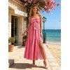 Bohemian Vacation Halter Dress for Beach Geometric Print Tassel Slit Dress - LIGHT PINK L | US 8