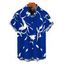Chemise de vacances pour homme, imprimé floral et silhouette de feuilles, boutonnée - Bleu L