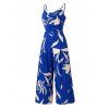 Combinaison de vacances à jambes larges, imprimé floral et fines bretelles drapées - Bleu XXL | US 12