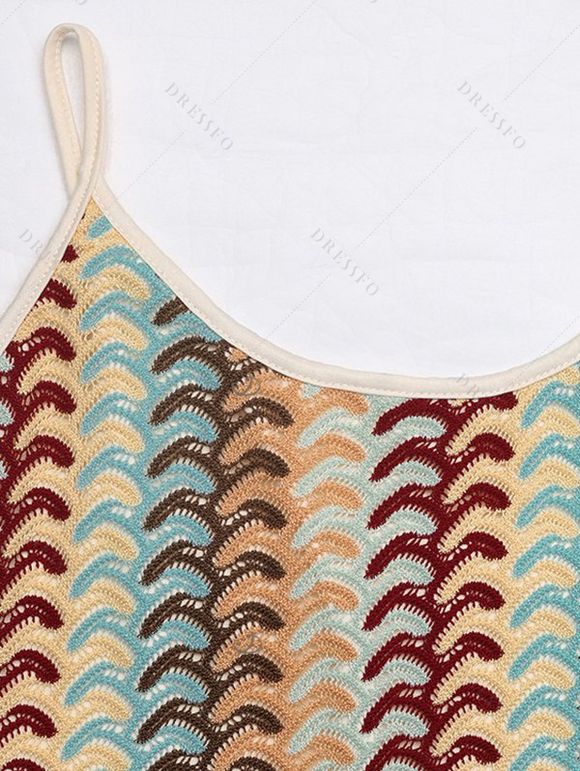 Robe bohème en maille à imprimé ethnique colorblock et flèches, robe moulante à fines bretelles - multicolor S | US 4