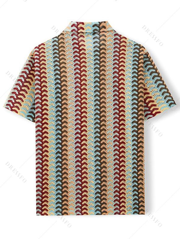 Bohemian Vacation Couple Outfit Colorblock Arrow Ethnic Print Bodycon Knitted Dress and Shirt Set - multicolor S | US 4