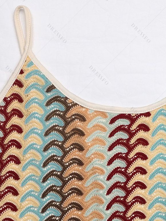 Bohemian Vacation Couple Outfit Colorblock Arrow Ethnic Print Bodycon Knitted Dress and Shirt Set - multicolor S | US 4