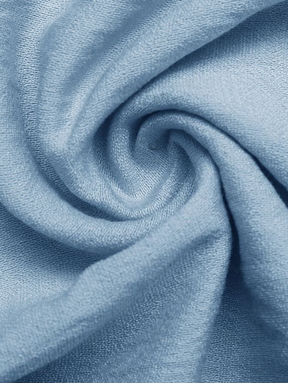 Robe longue unie à volants et smocks, épaules dénudées, style vacances - Bleu clair M | US 6